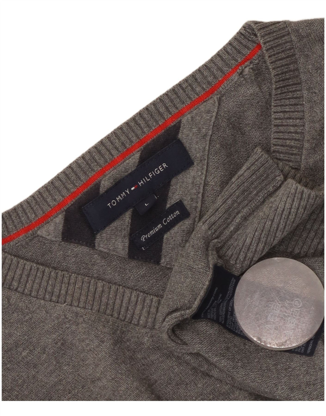 Tommy Hilfiger Herre V-hals sweater Stor Grå Bomuld