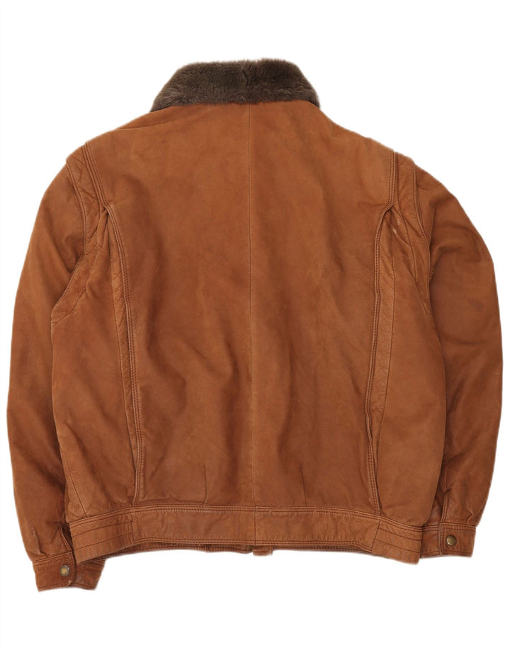 VINTAGE Herre læderjakke IT 52 XL Brun Colourblock