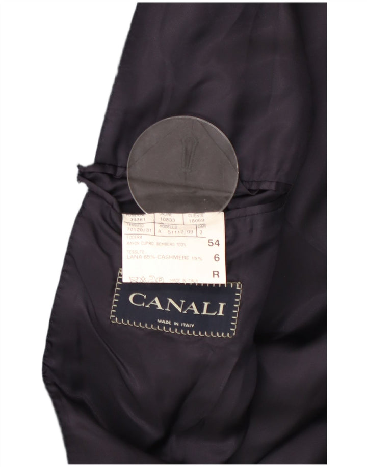 Canali Herre Overfrakke IT 54 2XL Marineblå Uld Klassisk