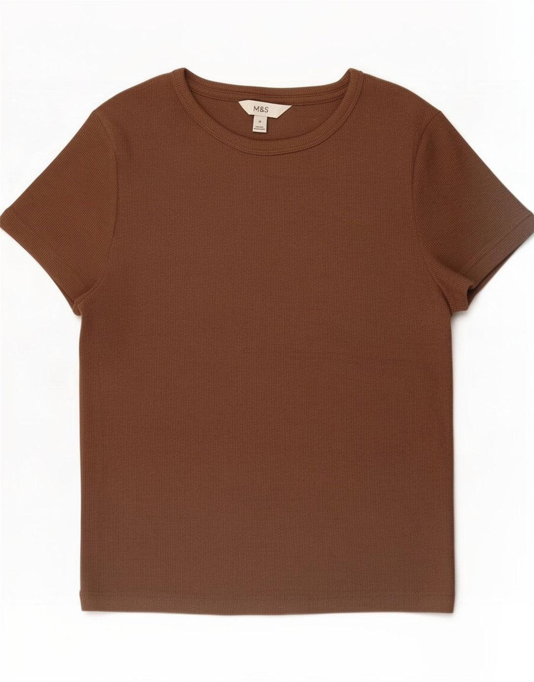 Marks & Spencer T-shirt top til kvinder UK 14 Medium brun bomuld