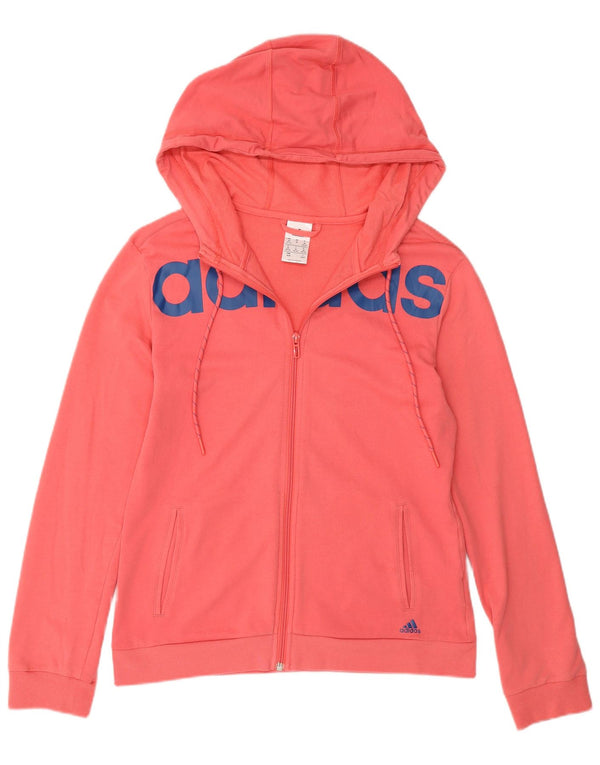 Adidas grafisk hættetrøje med lynlås til damer UK 12/14 Medium Pink Bomuld