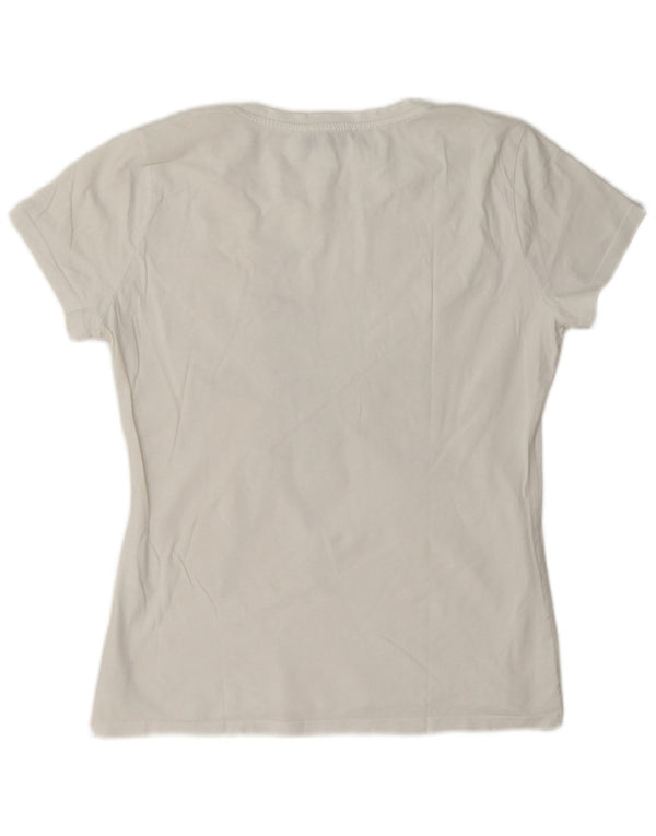 Liu Jo Dame Grafisk T-Shirt Top UK 16 Stor Hvid Bomuld