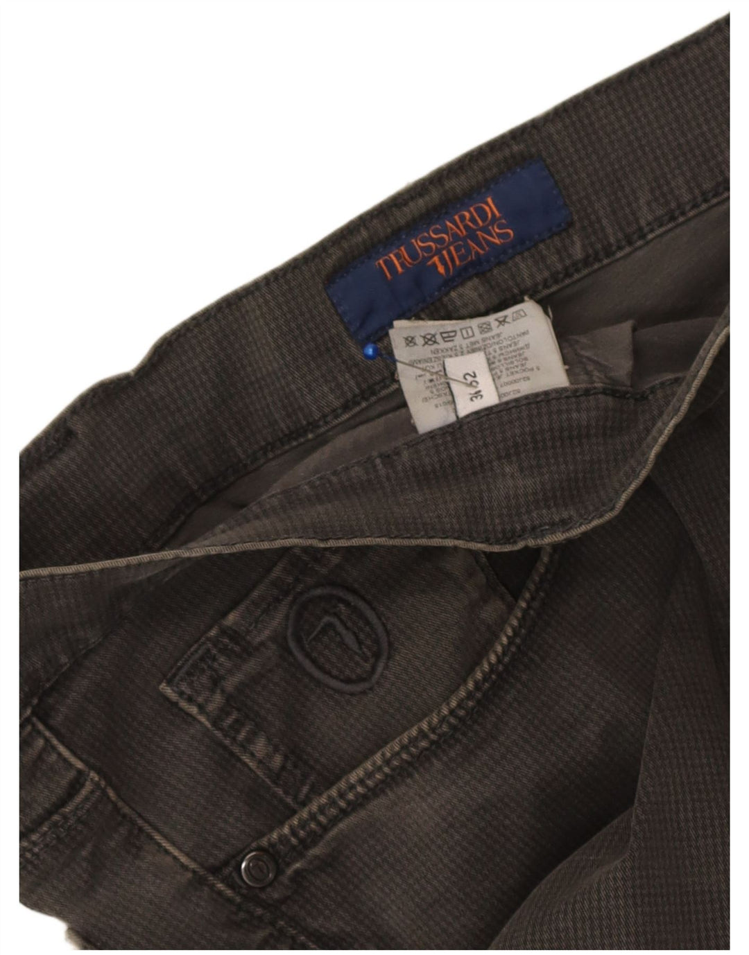 Trussardi Straight Casual Bukser til mænd W36 L31 Grå Houndstooth