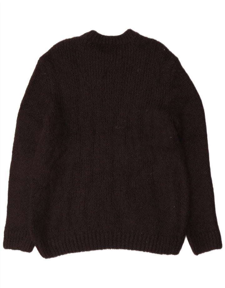 Zara Herre Crew Neck Jumper Sweater Stor Sort Polyester