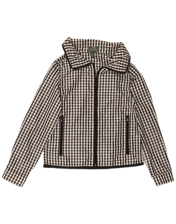 Ralph Lauren Womens Bomber Jacket UK 14 Large Black Gingham Polyester