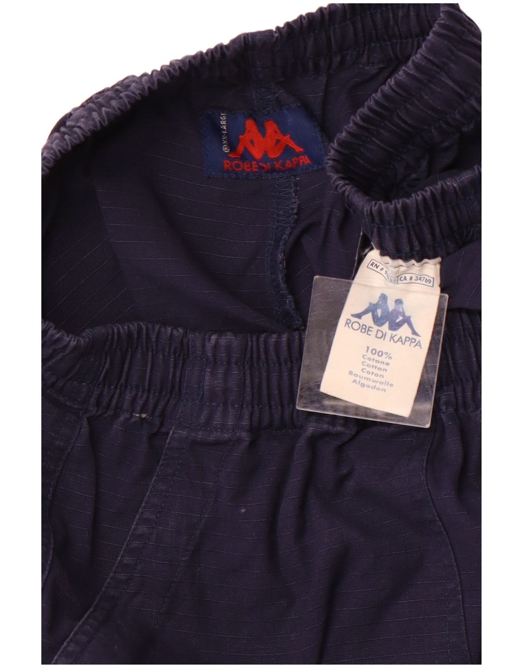 KAPPA højtaljede cargoshorts til kvinder 2XL W32 marineblå ternet bomuldssport