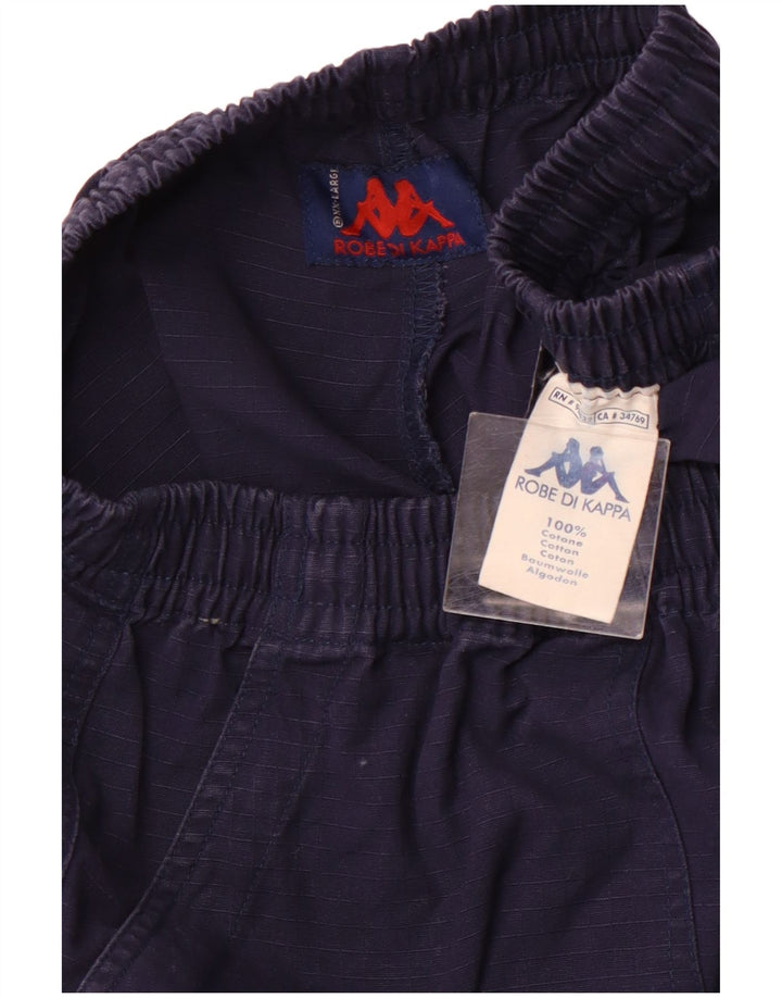 KAPPA højtaljede cargoshorts til kvinder 2XL W32 marineblå ternet bomuldssport