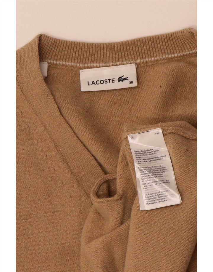 Lacoste Dame Cardigan Sweater Størrelse 38 Medium Beige Uld