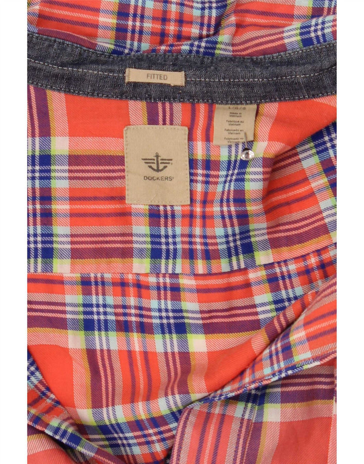Dockers herre monteret flannelskjorte stor orange ternet