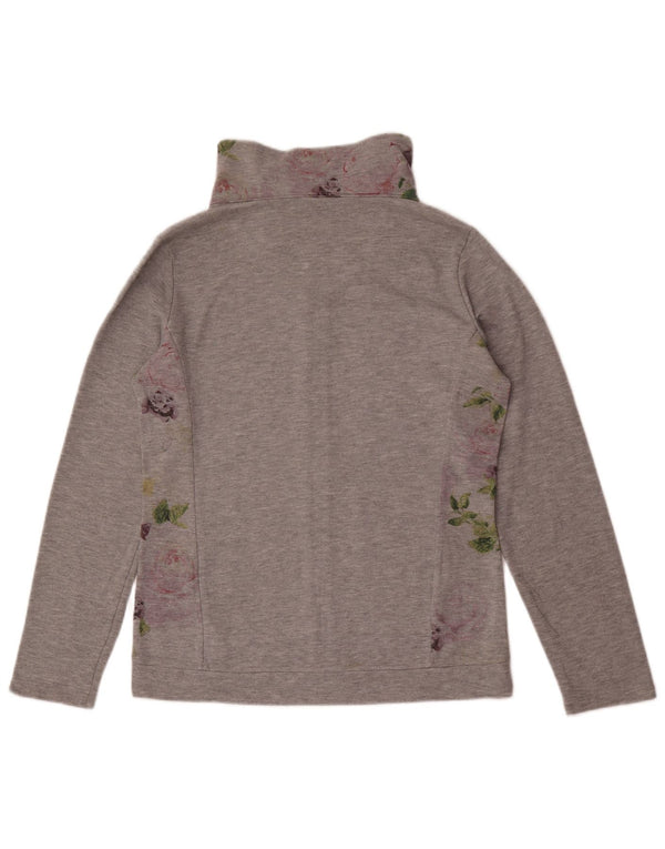 Champion Womens træningsdragt Topjakke UK 14 Medium Grey Floral Cotton