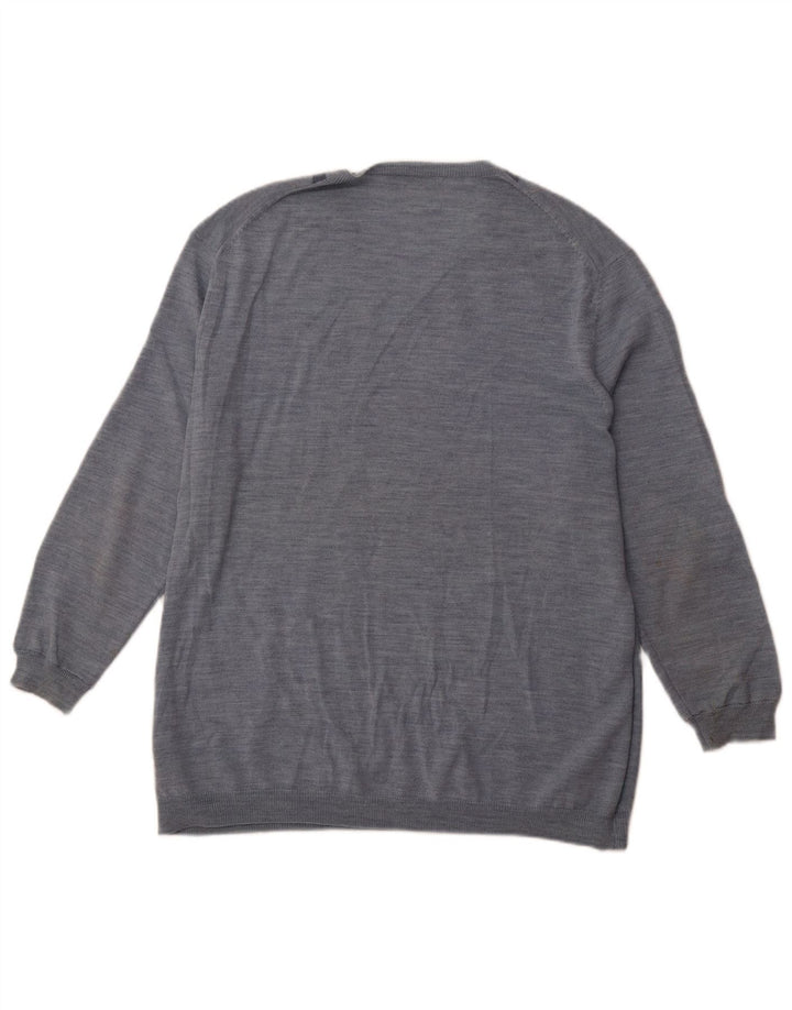 BANANA REPUBLIC Mens V-Neck Jumper Sweater Large Blue Argyle/Diamond