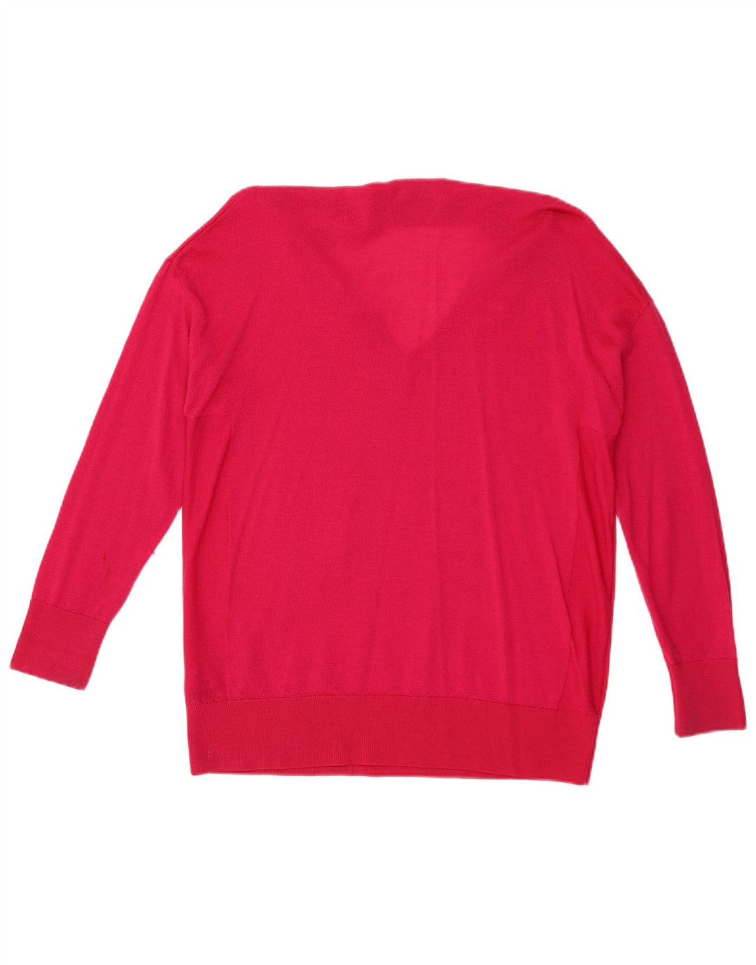 Marks & Spencer Dame V-hals sweater UK 14 Medium Pink Merino Uld