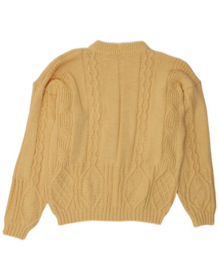 Vintage herre sweater med rund hals, stor gul