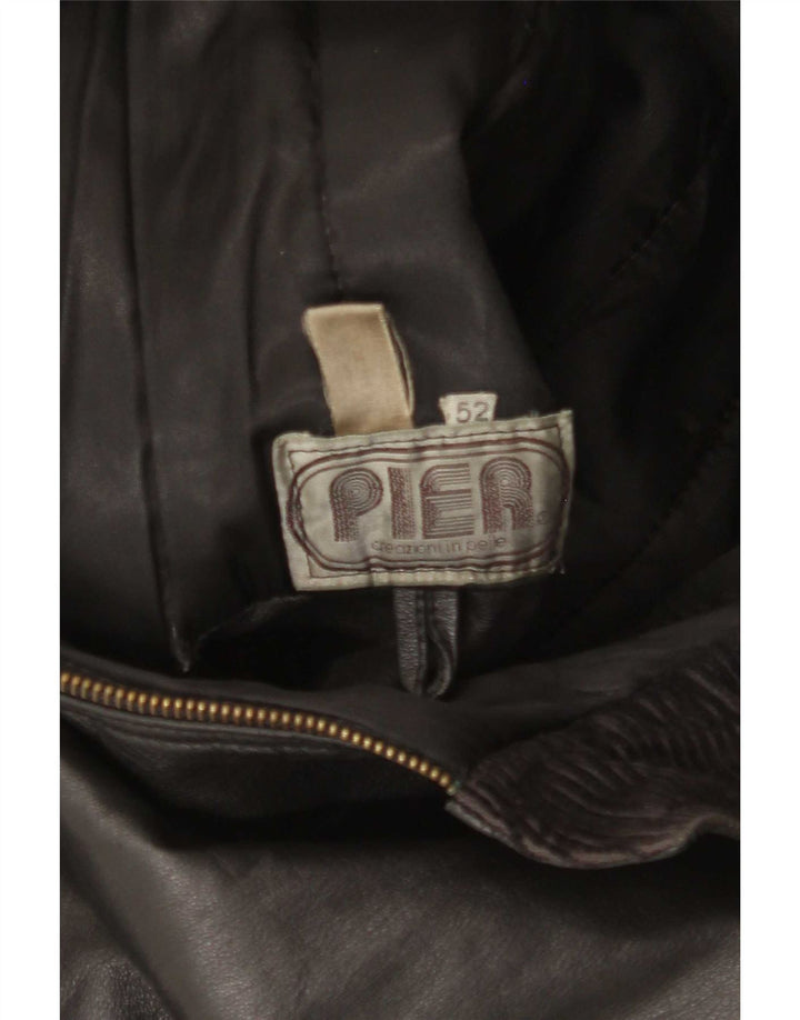Vintage Herre Bomber Læderjakke IT 52 XL Sort