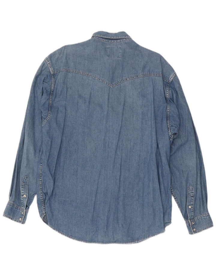 Wrangler vestlig denimskjorte til mænd, stor blå
