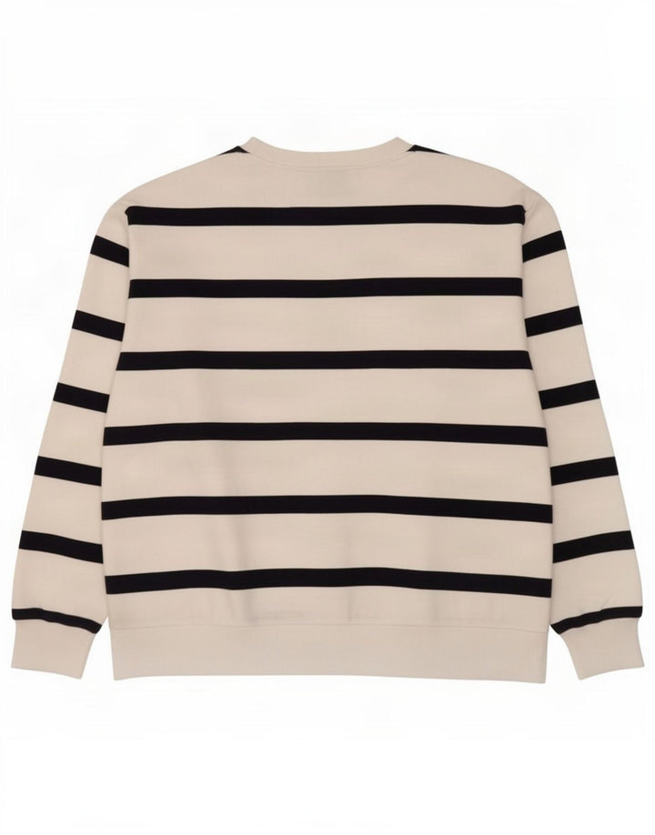 Marks & Spencer Dame Sweatshirt Jumper UK 14 Mellem hvid stribet bomuld
