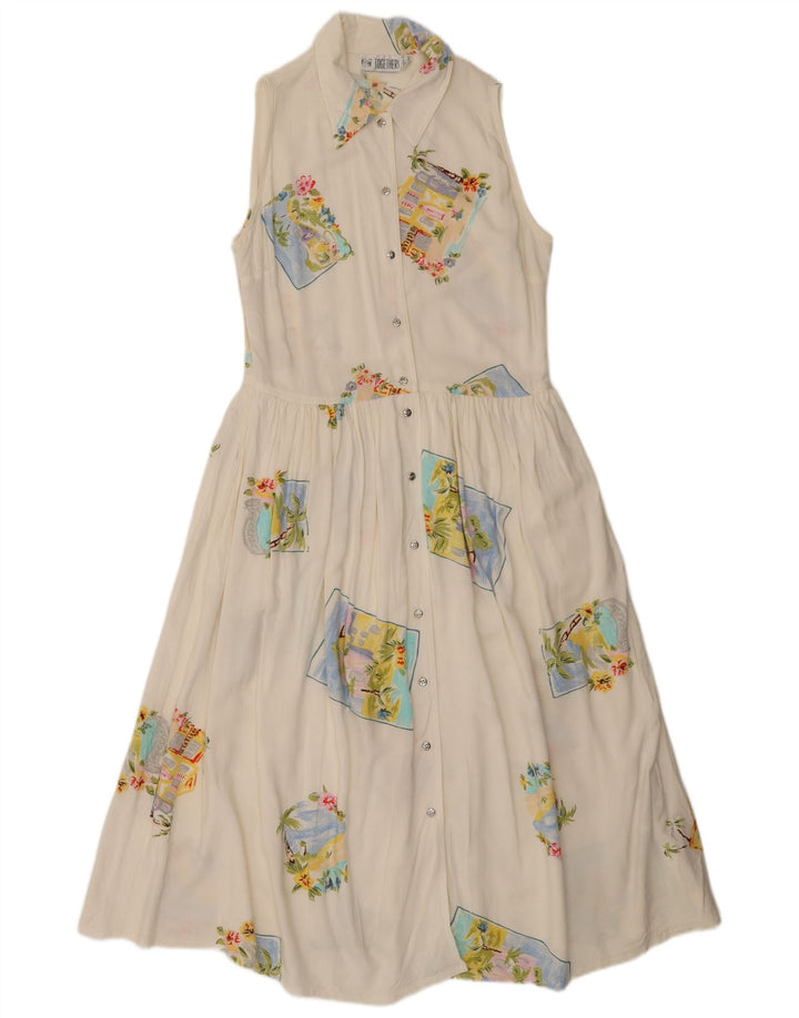 Together Dame ærmeløs Maxi Shirt Dress UK 12 Medium White Patchwork