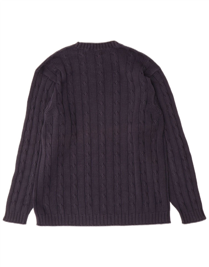 Marks & Spencer Herre Boat Neck Jumper Sweater Lille marineblå bomuld