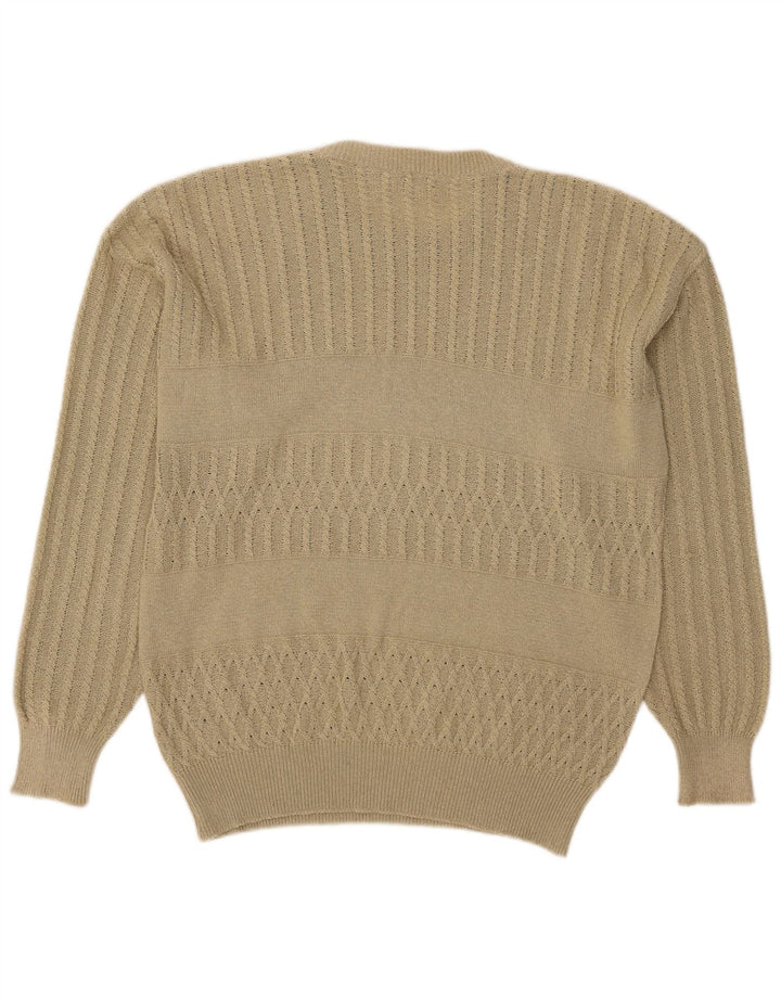 Biffi Herre grafisk rund hals sweater stor beige