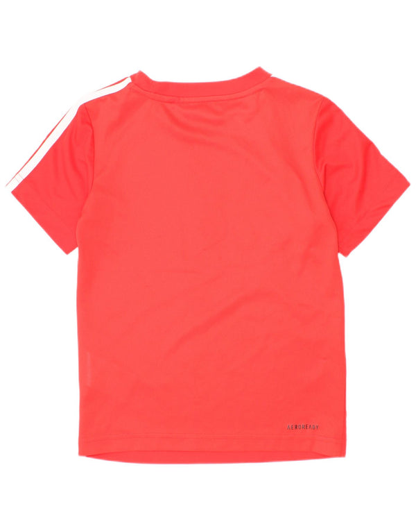 Adidas Boys Aeroready Grafisk T-Shirt Top 4-5 År Rød Polyester