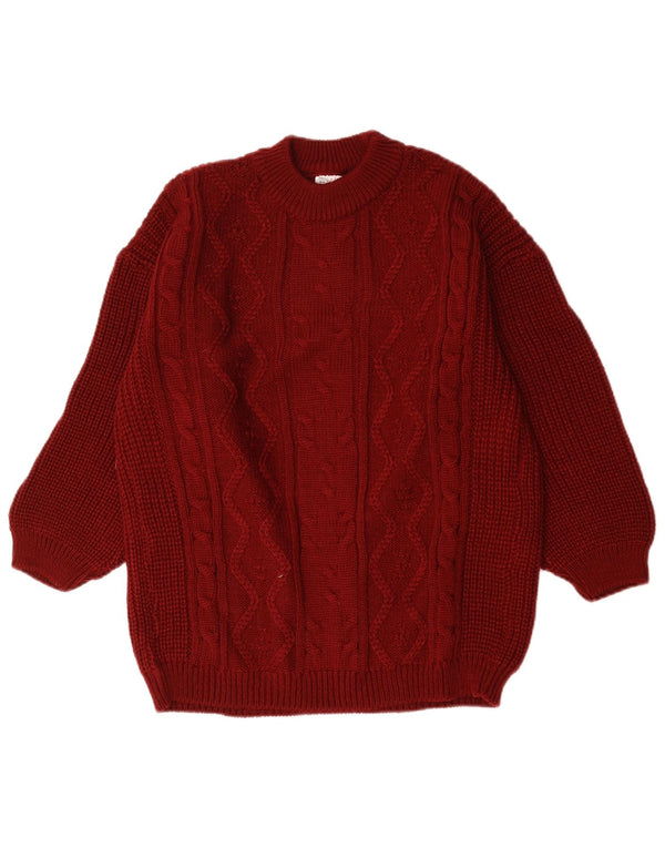 Vintage dame sweater med rund hals i overstørrelse EU 38/40 Medium Maroon