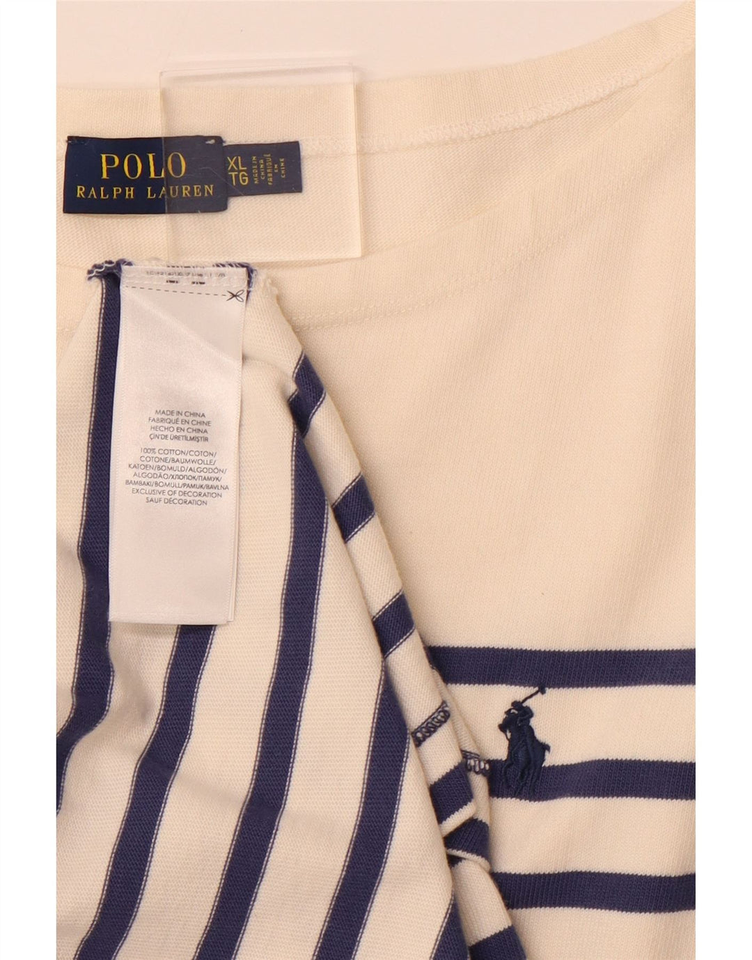 POLO RALPH LAUREN Langærmet T-shirtkjole til kvinder UK 18 XL Hvidstribet