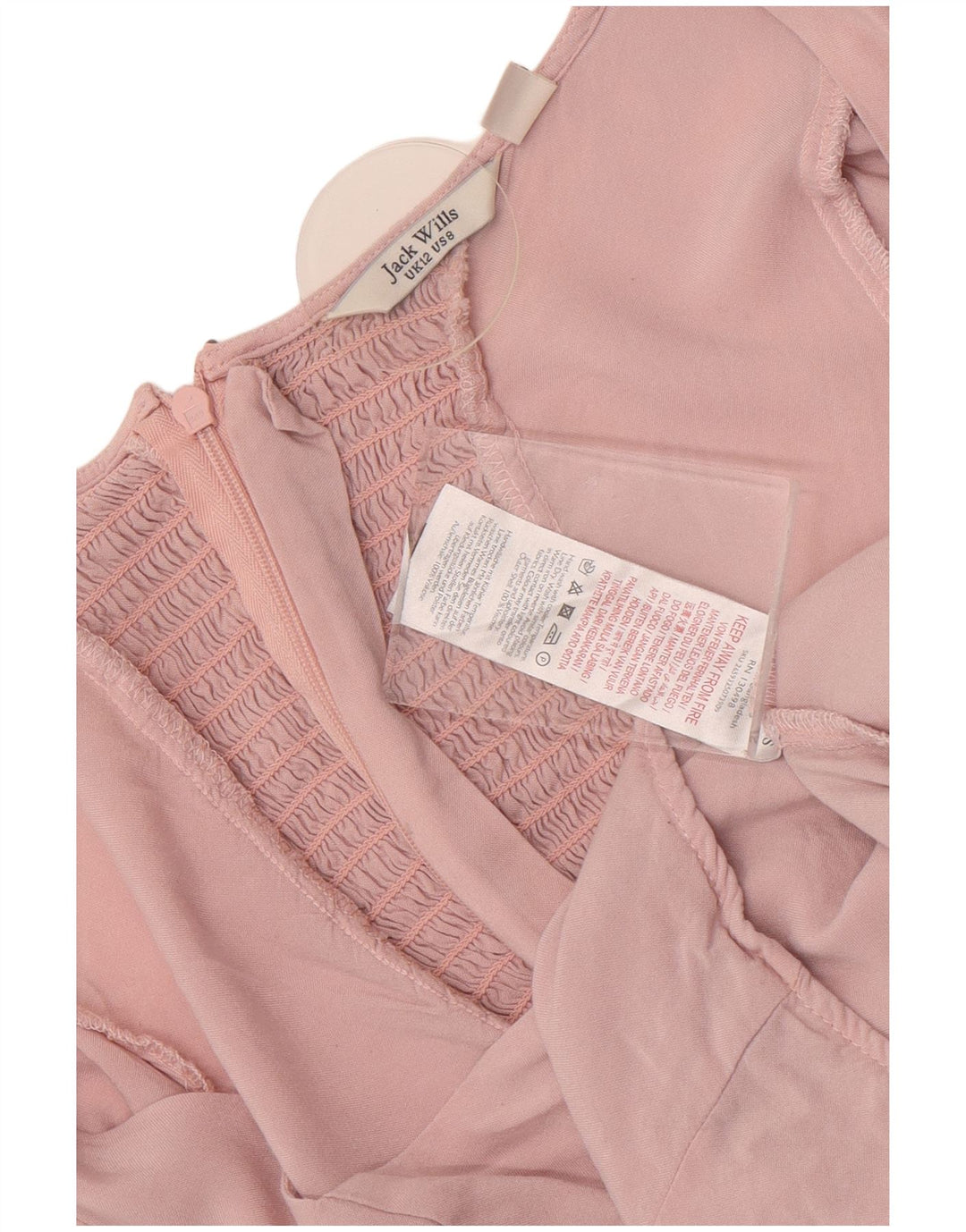 Jack Wills Dame Crop Bluse Top UK 12 Medium Pink Viscose