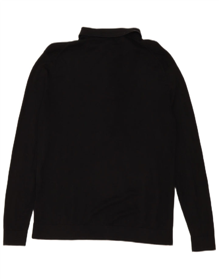 Cos Herre Polo Neck Jumper Sweater Large Sort Silke