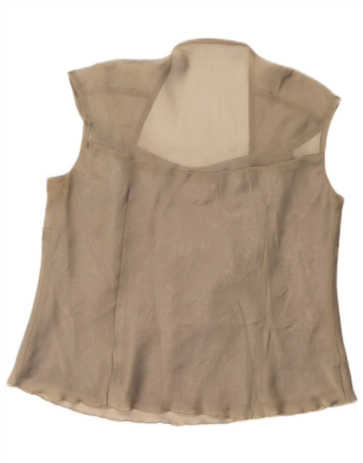 JOHN BENTLEY Dame ærmeløs bluse Top UK 16 Stor grøn polyester