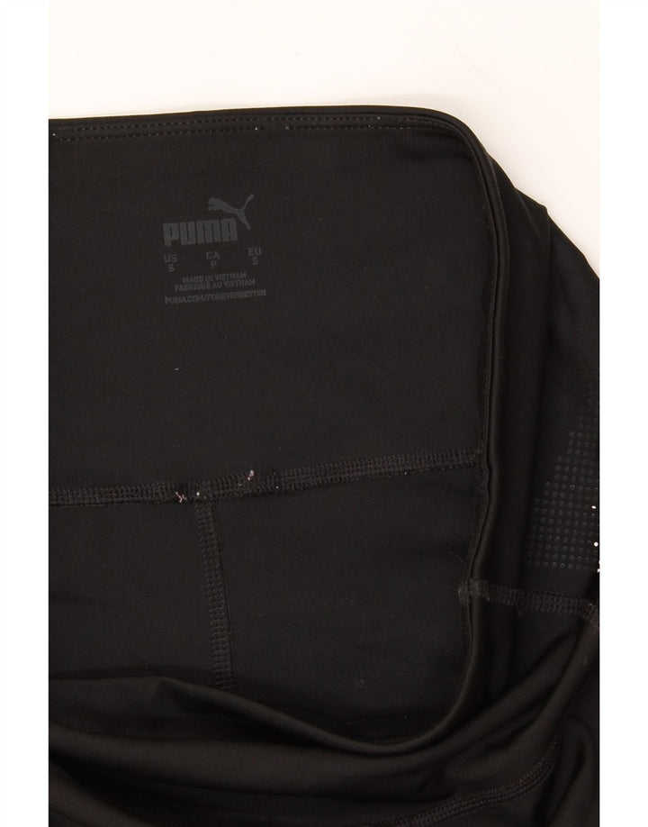 PUMA Womens Graphic Capri Leggings UK 10 Small Black Polyester Vintage Puma and Second-Hand Puma from Messina Hembry 