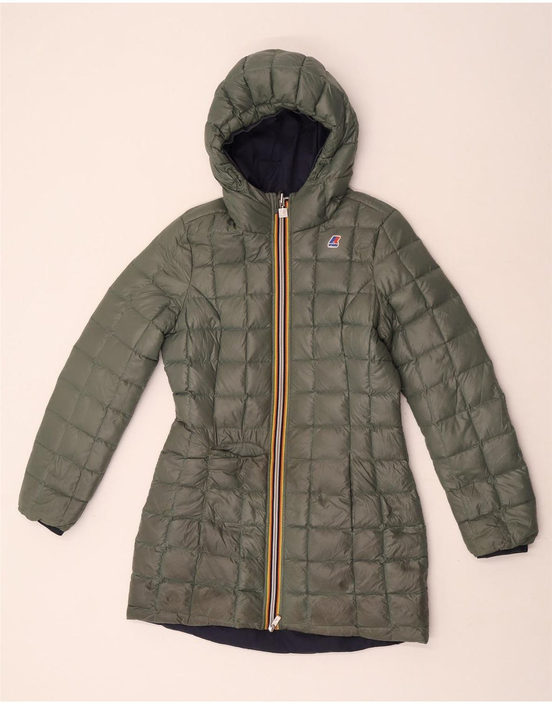 K-Way Womens Hætte Vendbar Windbreaker Coat UK 8 Small Navy Blue