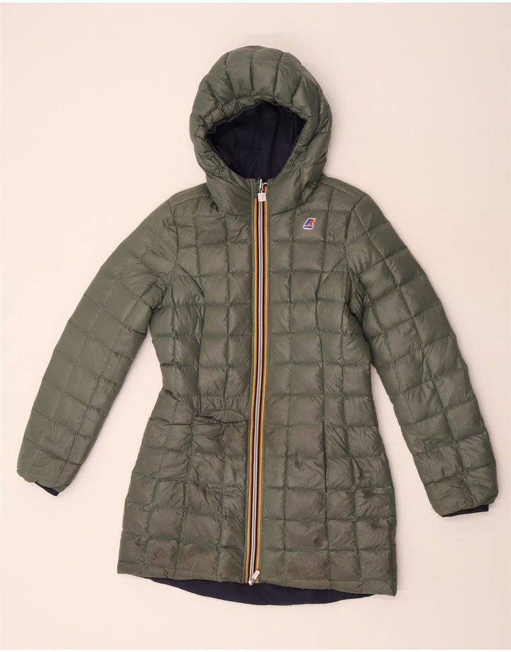 K-Way Womens Hætte Vendbar Windbreaker Coat UK 8 Small Navy Blue