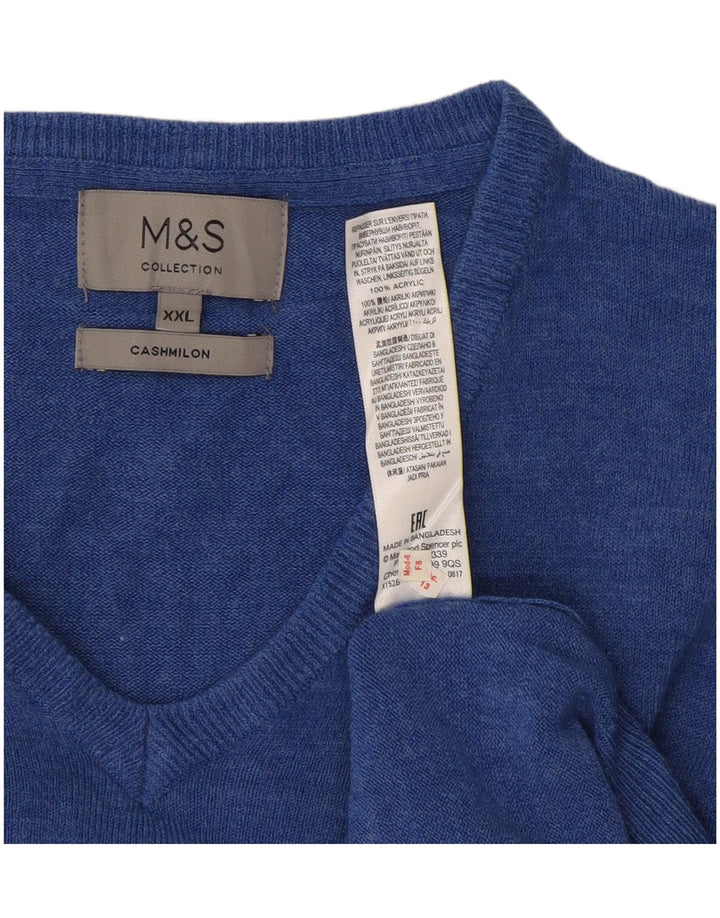 Marks & Spencer Herre V-hals sweater 2XL Blå Akryl