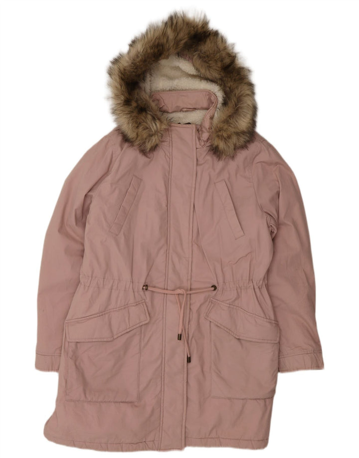 Marks & Spencer Dame Hætte Oversized Parka Jacket UK 16 Large Pink