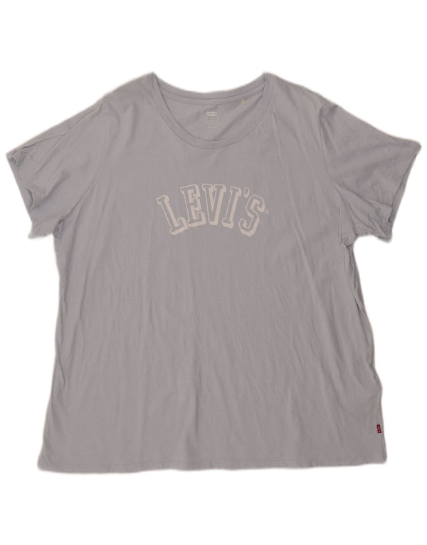 Levi's Dame Grafisk T-Shirt Top UK 22 3XL Blå Bomuld