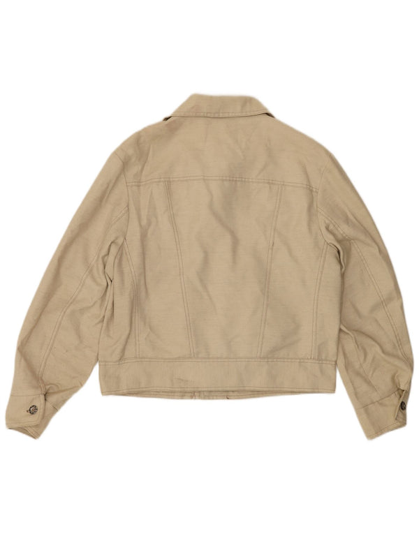 Vintage Womens Crop Bomber Jacket IT 48 XL Beige