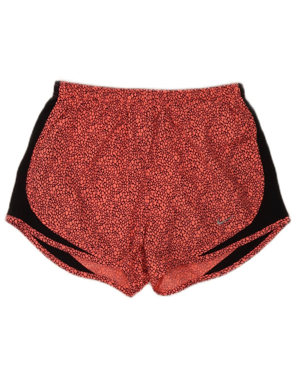 Nike Dame Dri Fit sportsshorts med abstrakt mønster UK 10 Lille rød polyester