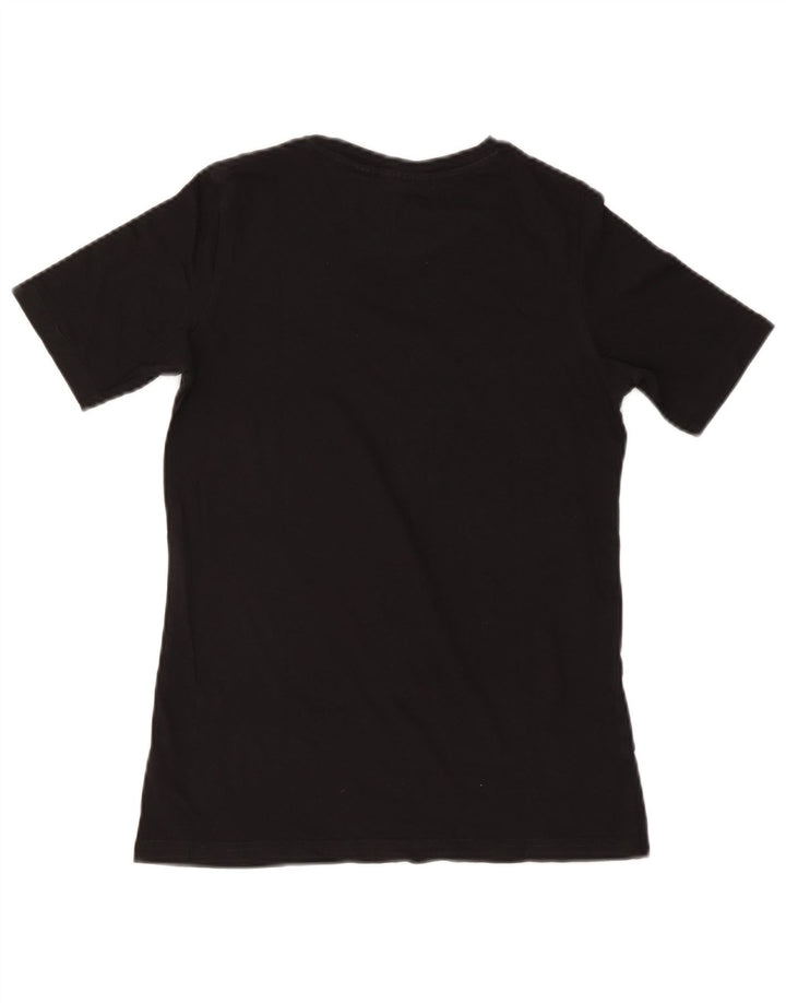 BILLIG MANDAY Dame T-Shirt Top UK 10 Lille Sort Bomuld