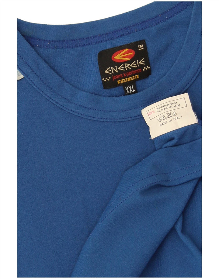Energie Herre T-Shirt Top 2XL Blå Colourblock Polyamid