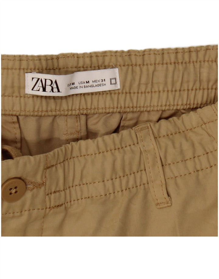 Zara Herre Crop Joggers Cargo Bukser Medium W31 L25 Beige