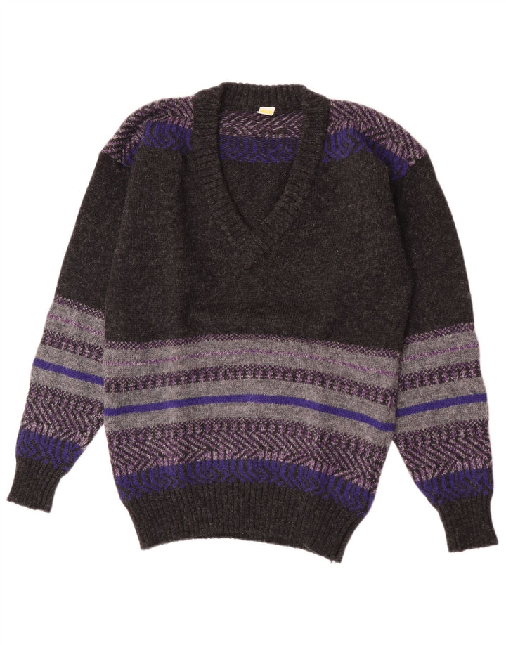 Mark Astor Herre V-hals sweater lille grå stribet