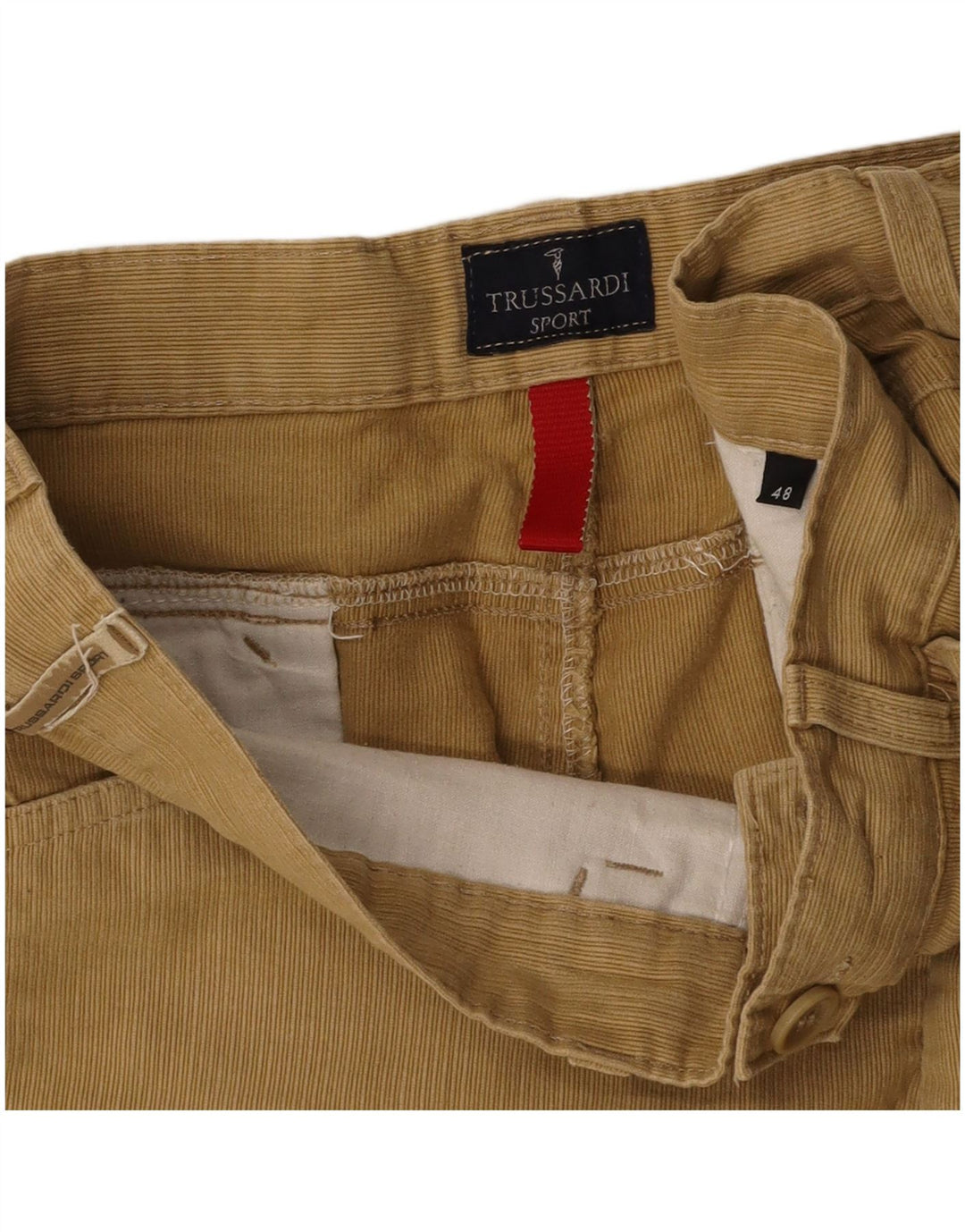 TRUSSARDI Lige fløjlsbukser til mænd IT 48 Medium W32 L31 Beige