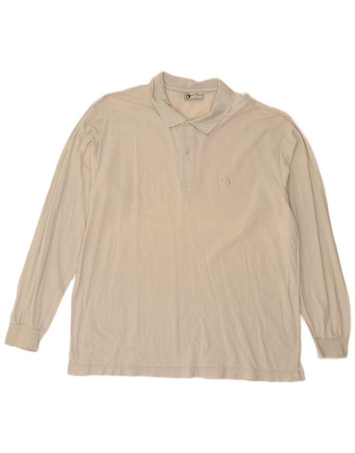 SERGIO TACCHINI Langærmet poloskjorte til mænd IT 52 Large Off White Bomuld