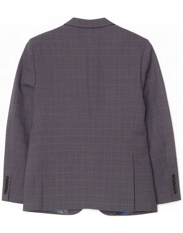 Marks & Spencer Herre Short 2 Button Blazer Jacket UK 42 XL Navy Blue Check