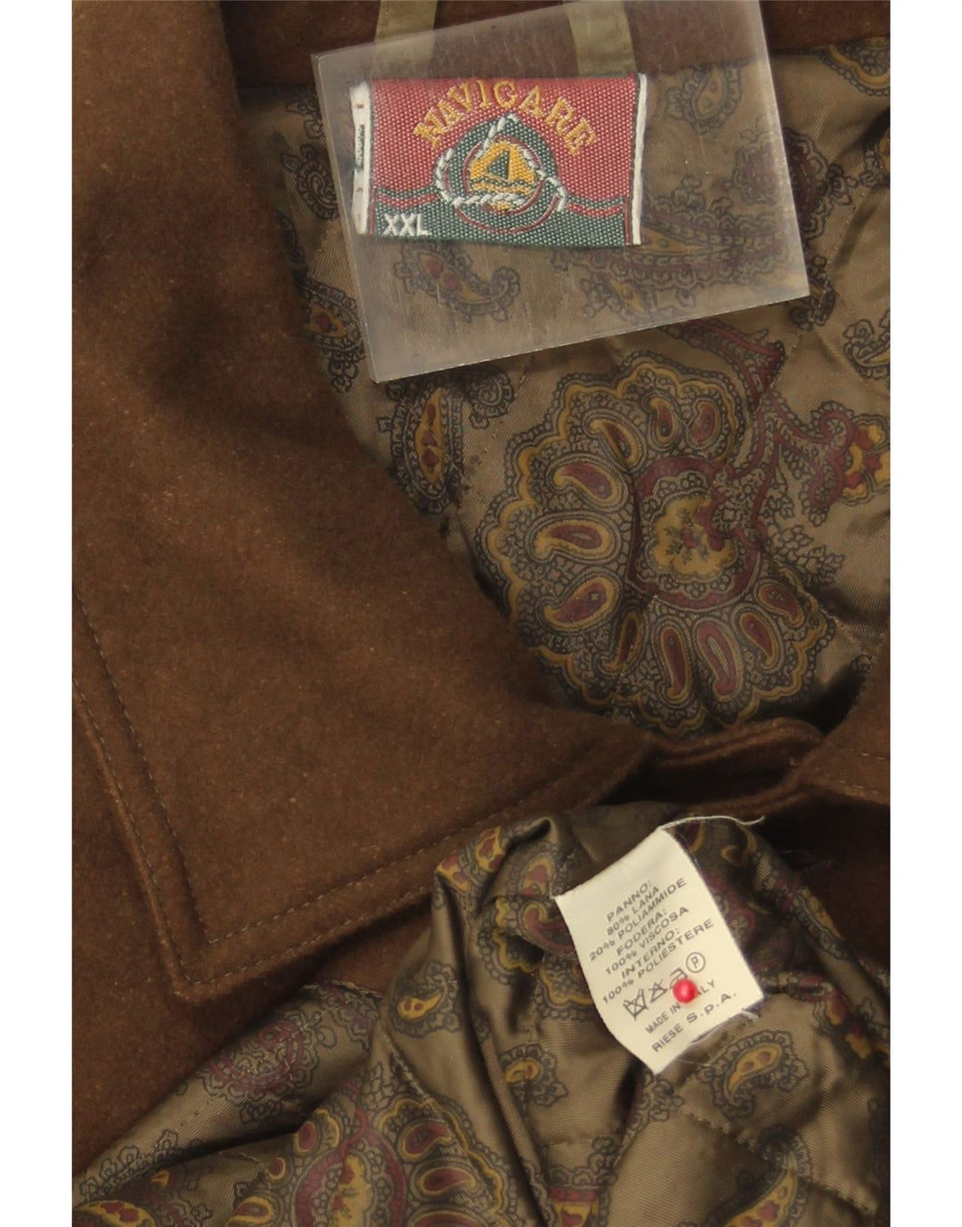 Navigare Herre Overfrakke UK 44 2XL Brun Uld