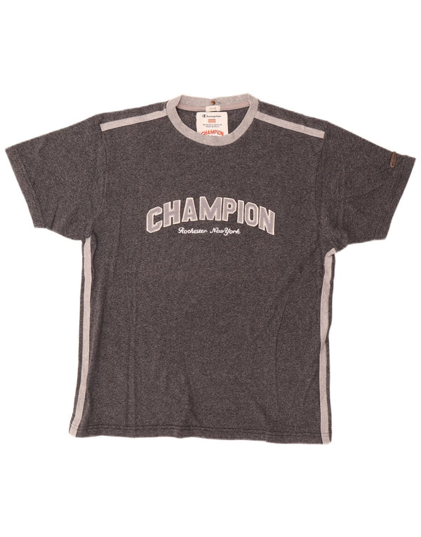 Champion Herre Grafisk T-Shirt Top Stor Grå Bomuld