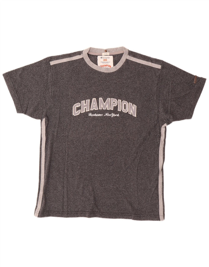 Champion Herre Grafisk T-Shirt Top Stor Grå Bomuld