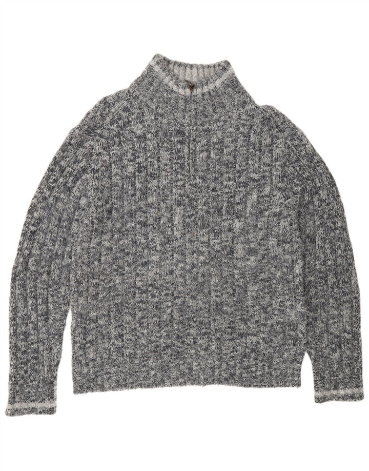 Marks & Spencer Herre sweater med lynlåshals mellemgrå flækket akryl