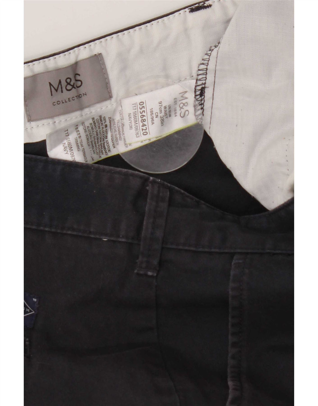 Marks & Spencer Herre Chino Shorts W38 XL Marineblå Bomuld
