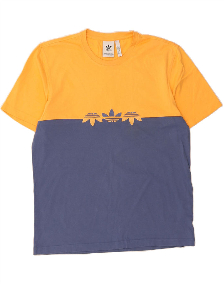 ADIDAS Mens Graphic T-Shirt Top Medium Yellow Colourblock Cotton Vintage Adidas and Second-Hand Adidas from Messina Hembry 